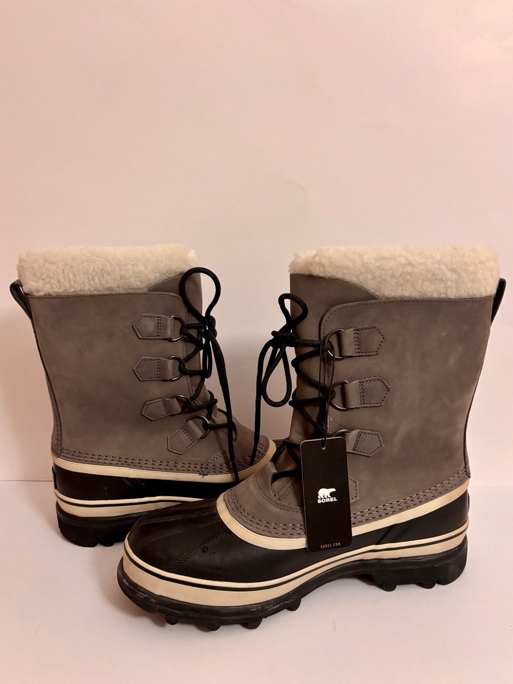 NWT Sorel Women's Grey Winter Lace-Up Snow Boots with Shearling Collar size 11